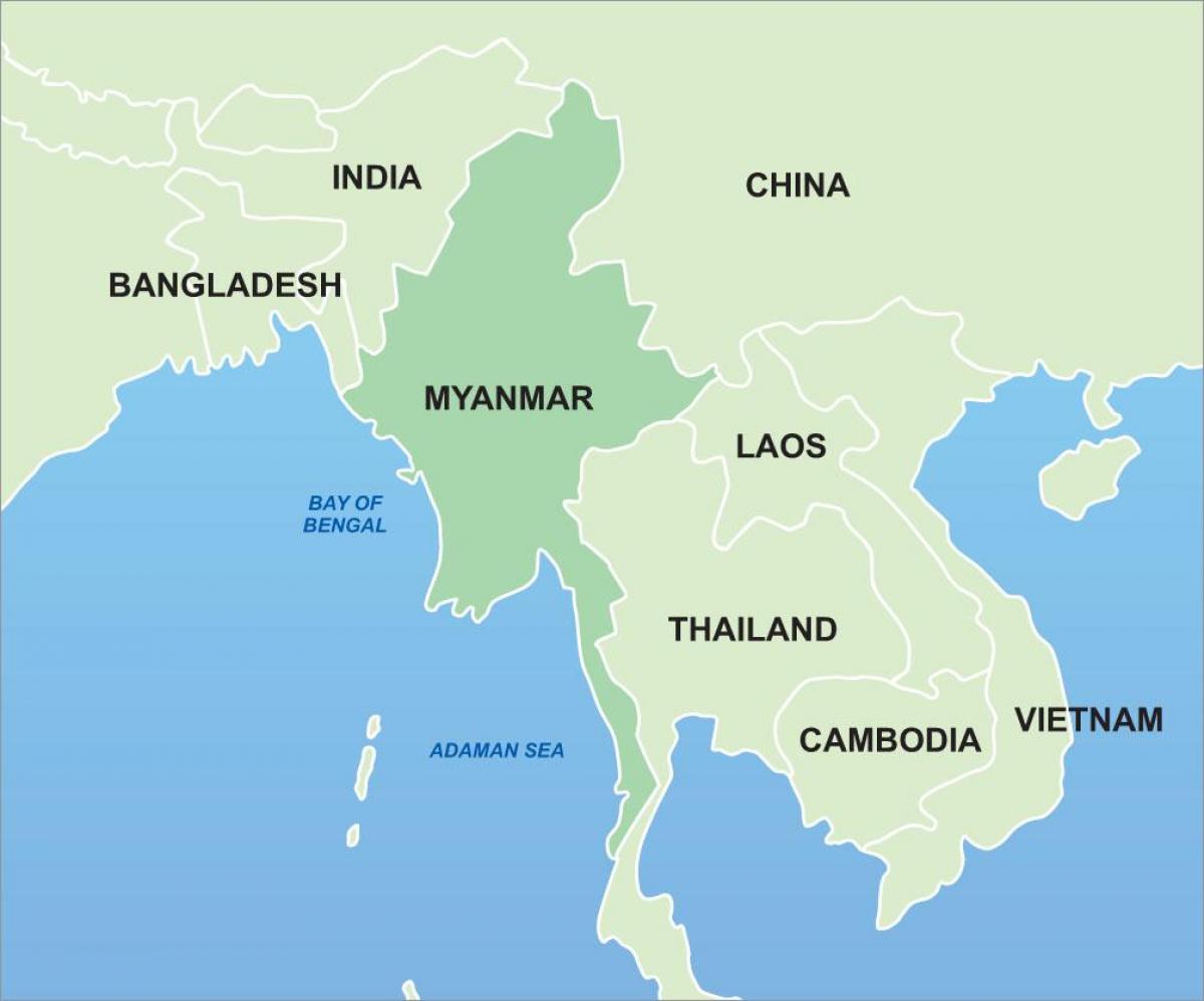 Birmania sulla mappa dell'asia