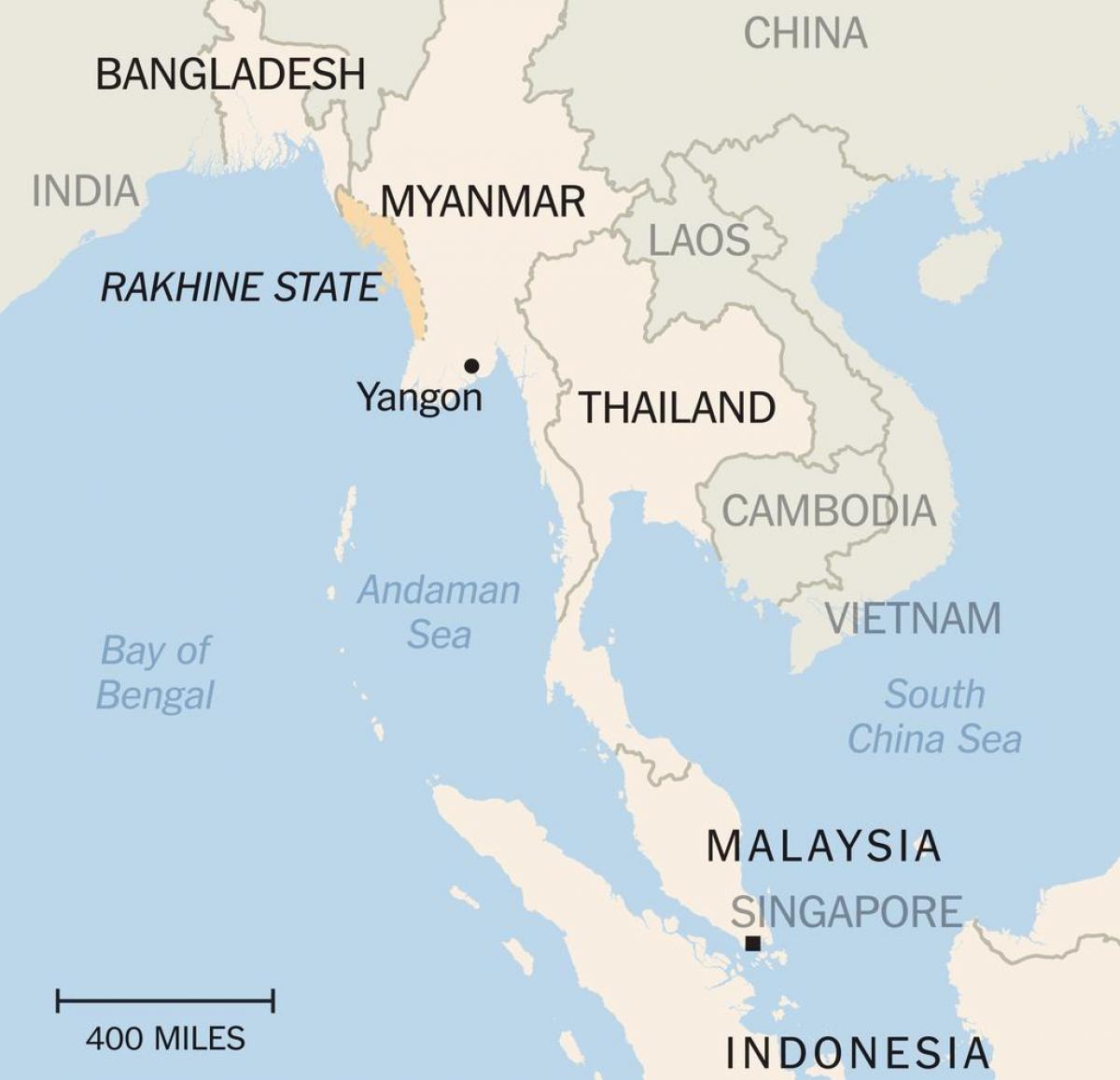 stato di rakhine, Myanmar mappa