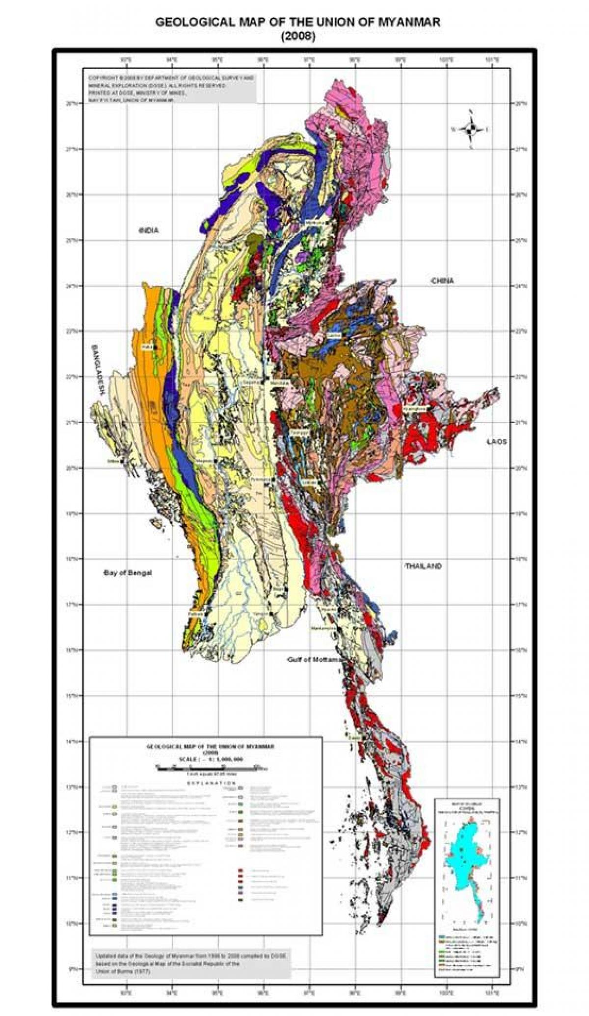 Mappa geologica Myanmar 2008