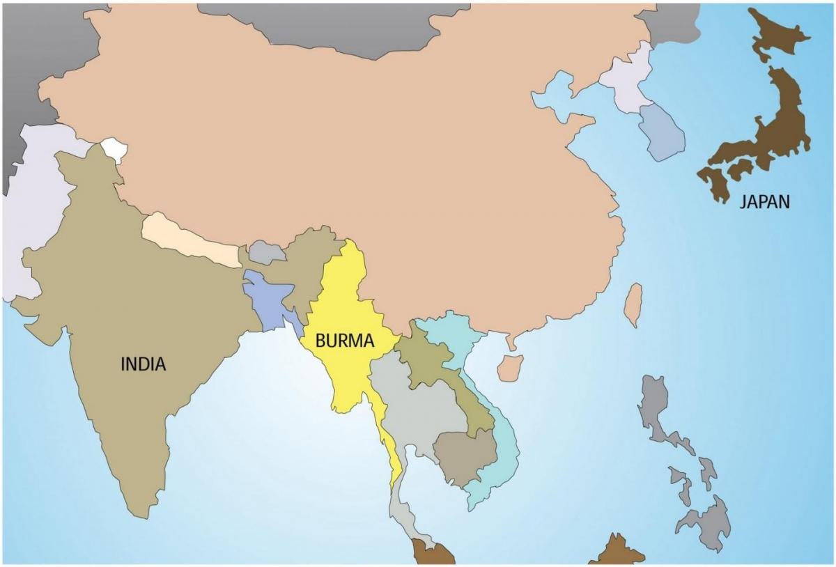 Myanmar nella mappa del mondo