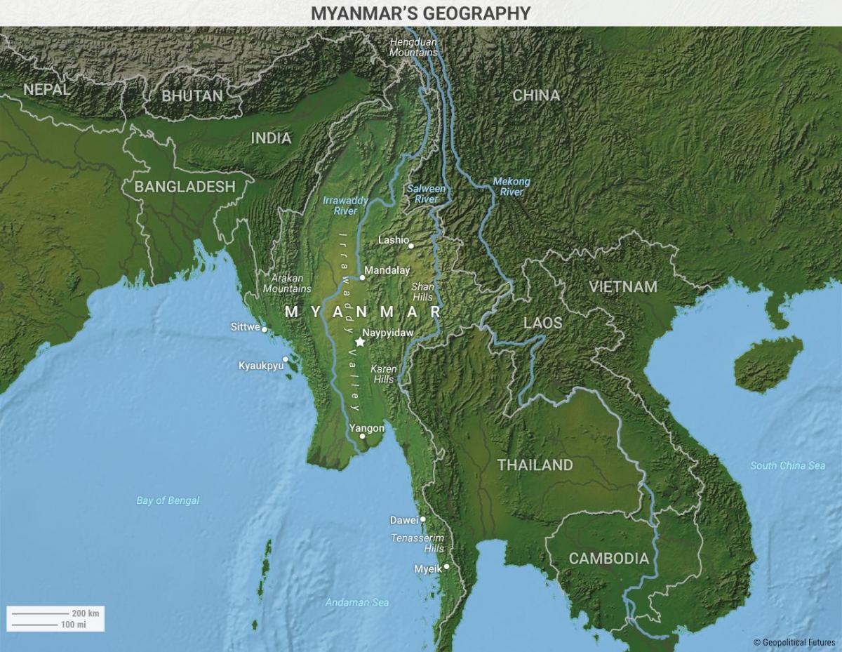 Birmania geografia mappa