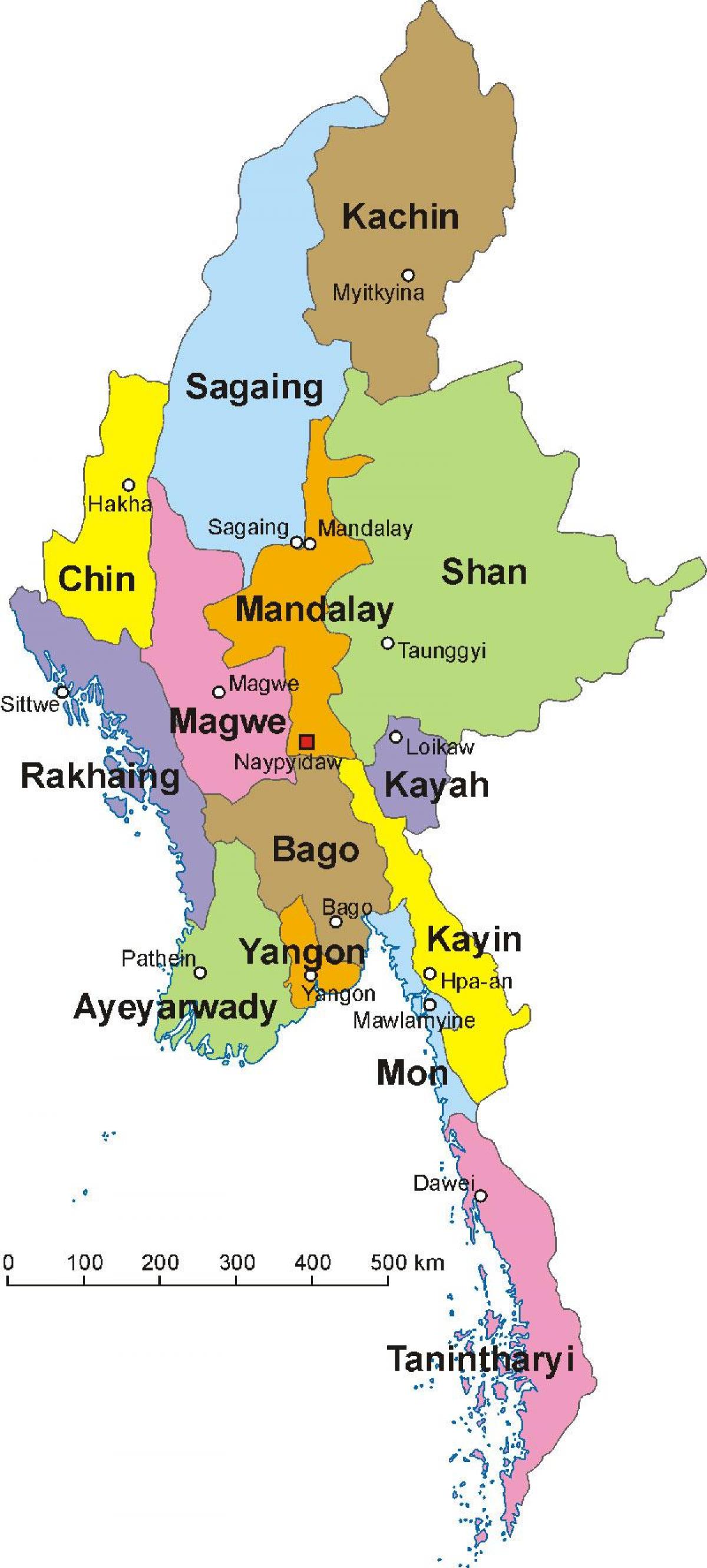 Mappa del Myanmar foto