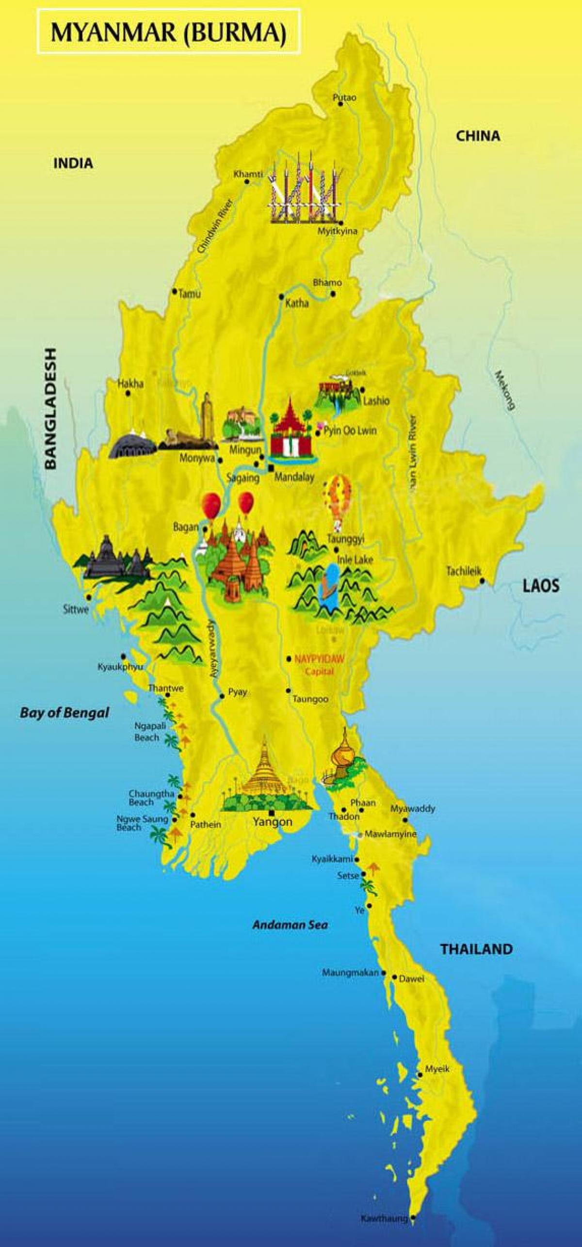 Birmania mappa turistica