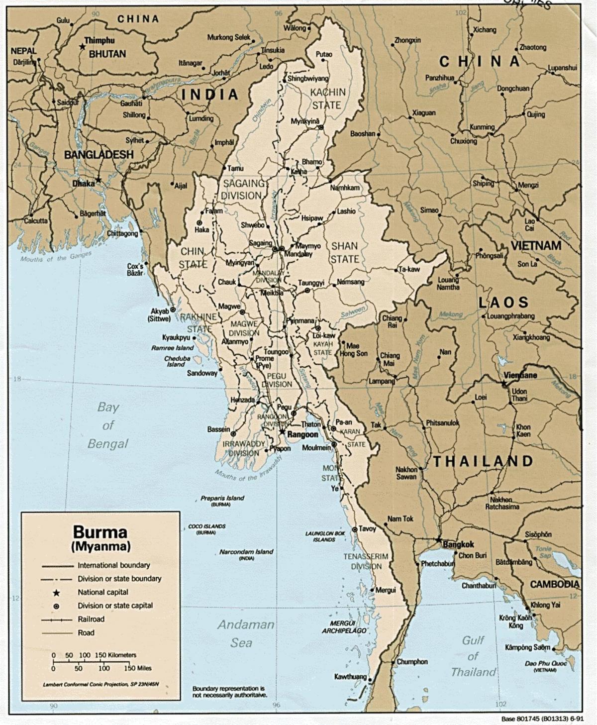 yangon Birmania mappa