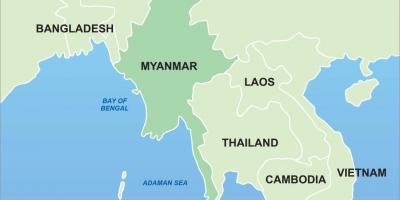 Myanmar sulla mappa dell'asia